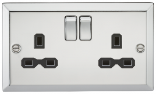 Click Here To Enlarge This Photo Of 13A 2G DP Switched Socket Polished Chrome Bevelled Edge