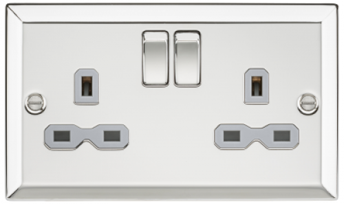 Click Here To Enlarge This Photo Of 13A 2G DP Switched Socket Polished Chrome Bevelled Edge