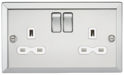 Click Here To Enlarge This Photo Of 13A 2G DP Switched Socket Polished Chrome Bevelled Edge