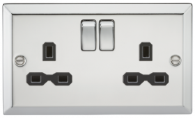 13A 2G DP Switched Socket Polished Chrome Bevelled Edge