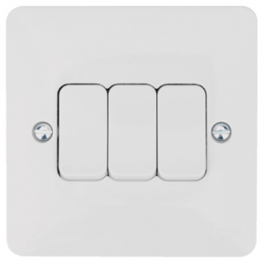 Click Here To Enlarge This Photo Of Hager Sollysta 10AX 3 Gang 2 Way Wall Switch WMPS32