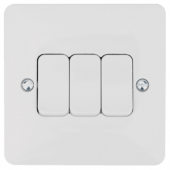 Hager Sollysta 10AX 3 Gang 2 Way Wall Switch WMPS32