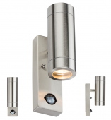 Stainless Steel Up and Down Light With PIR Sensor 2xGU10 35W WALL4LSS