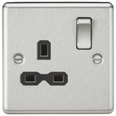 Click Here To Enlarge This Photo Of 13A 1G DP Switched Socket In Brushed Chrome Finish