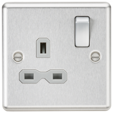 Click Here To Enlarge This Photo Of 13A 1G DP Switched Socket In Brushed Chrome Finish
