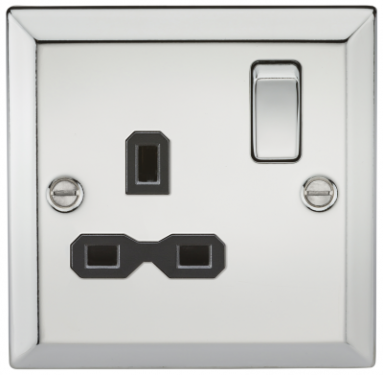 Click Here To Enlarge This Photo Of 13A 1G DP Switched Socket Polished Chrome Bevelled Edge