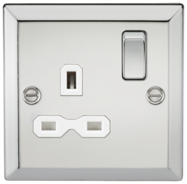 Click Here To Enlarge This Photo Of 13A 1G DP Switched Socket Polished Chrome Bevelled Edge