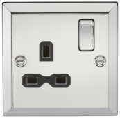 13A 1G DP Switched Socket Polished Chrome Bevelled Edge